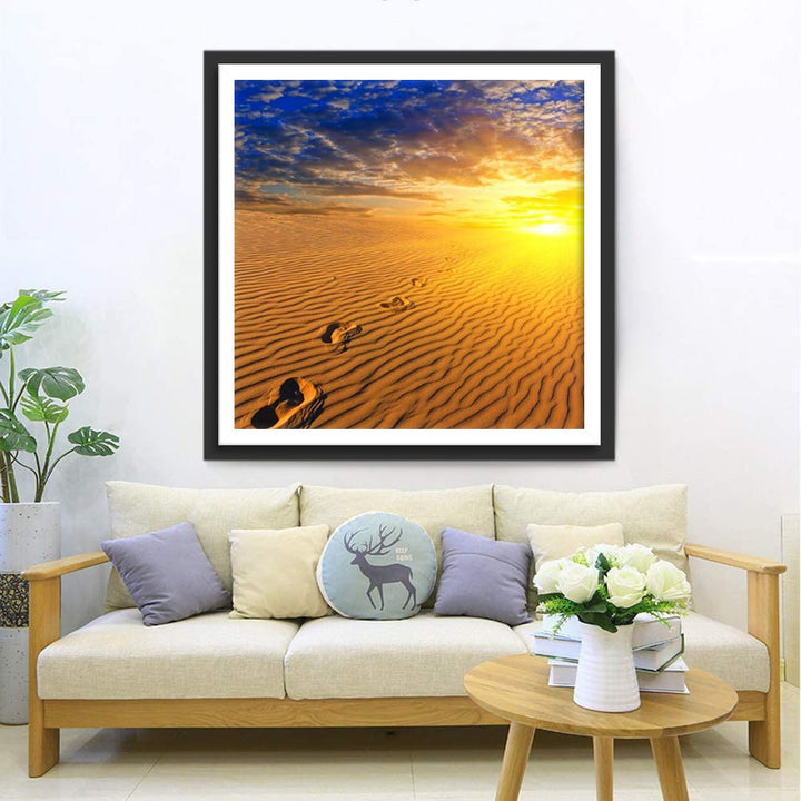Eenzaam Veraf Woestijngezicht bij Zonsondergang Diamond Painting