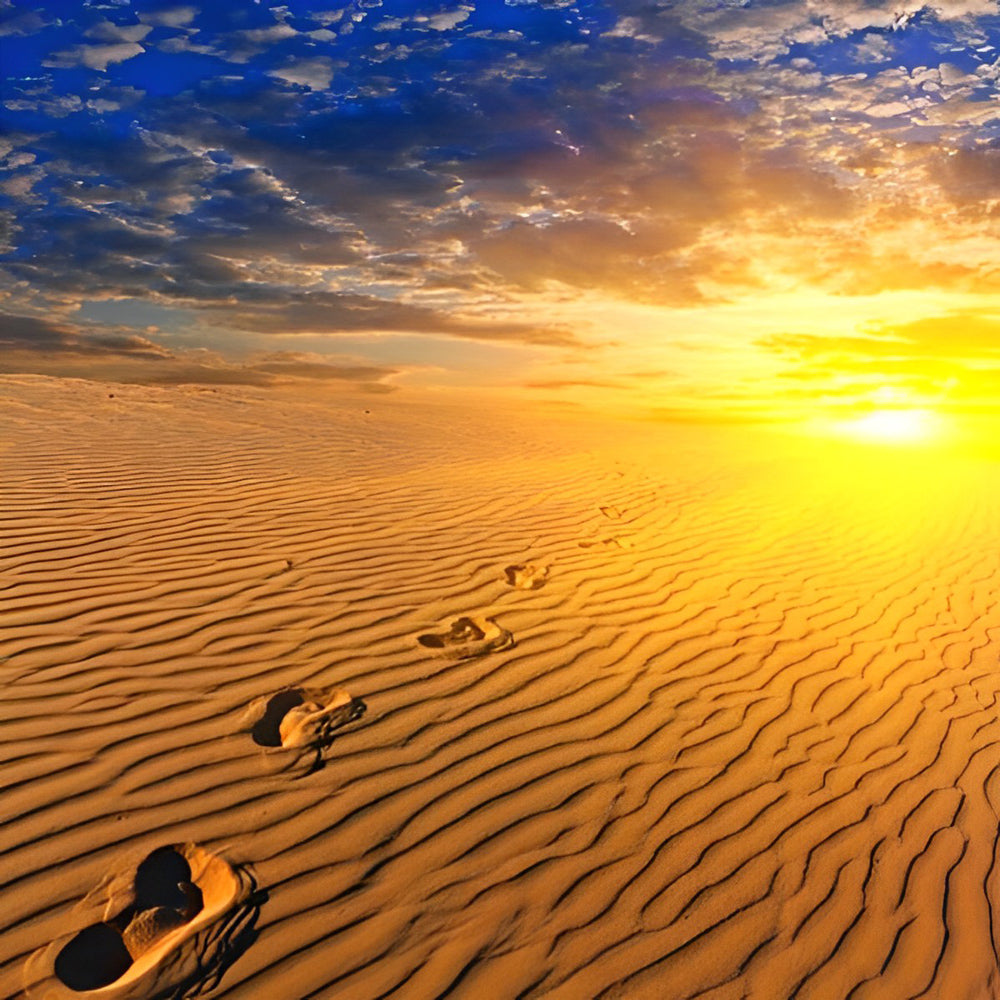Eenzaam Veraf Woestijngezicht bij Zonsondergang Diamond Painting