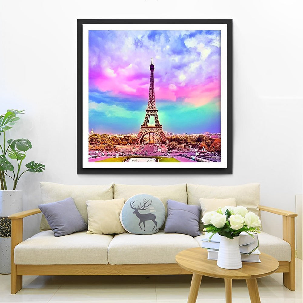 Eiffeltoren in Gloedvolle Hemel Diamond Painting