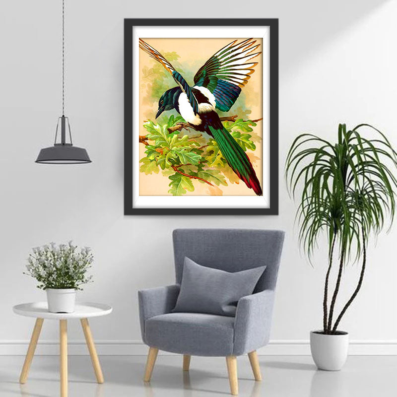 Ekster op de Tak Diamond Painting