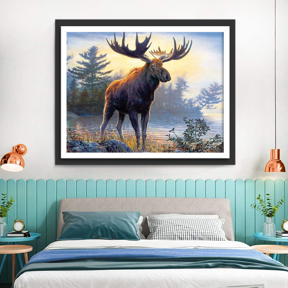 Elanden op de Rivieroever Diamond Painting