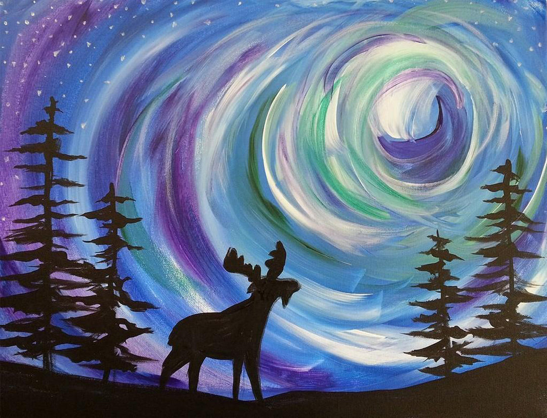 Elandsilhouet onder Nevels Diamond Painting