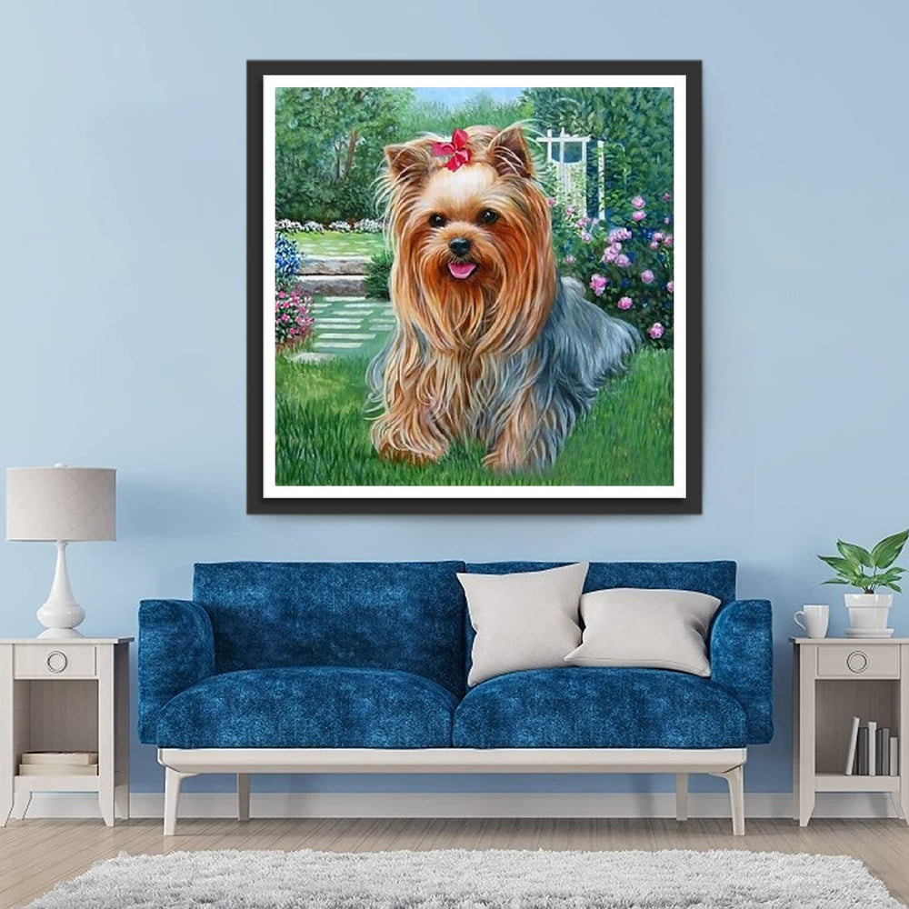 Elegante Hond in de Tuin Diamond Painting