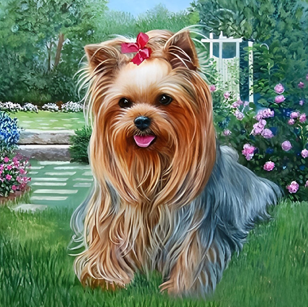 Elegante Hond in de Tuin Diamond Painting