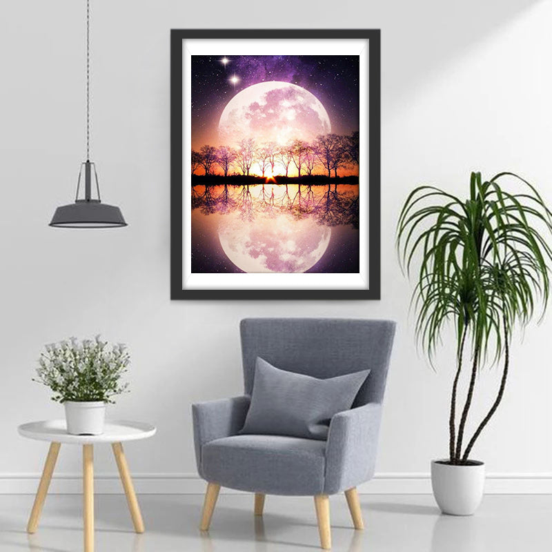 Etherisch Maan- en Waterbeeld Diamond Painting