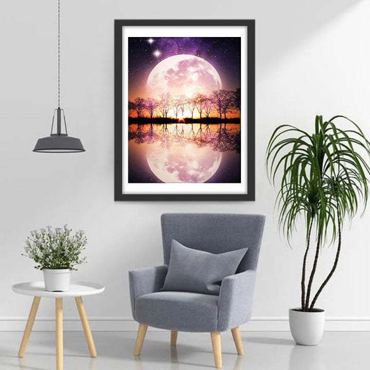 Etherisch Maan- en Waterbeeld Diamond Painting