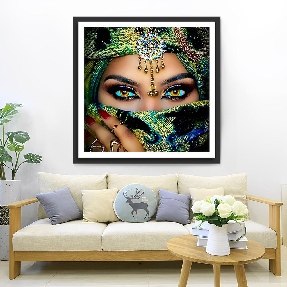 Exotisch Gezicht met Mysterieuze Blik Diamond Painting