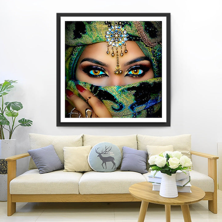 Exotisch Gezicht met Mysterieuze Blik Diamond Painting