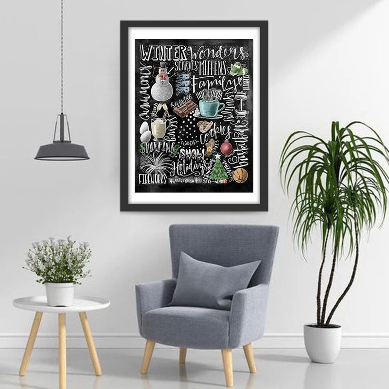 Familie, Lekkernijen en Winterse Elementen Diamond Painting