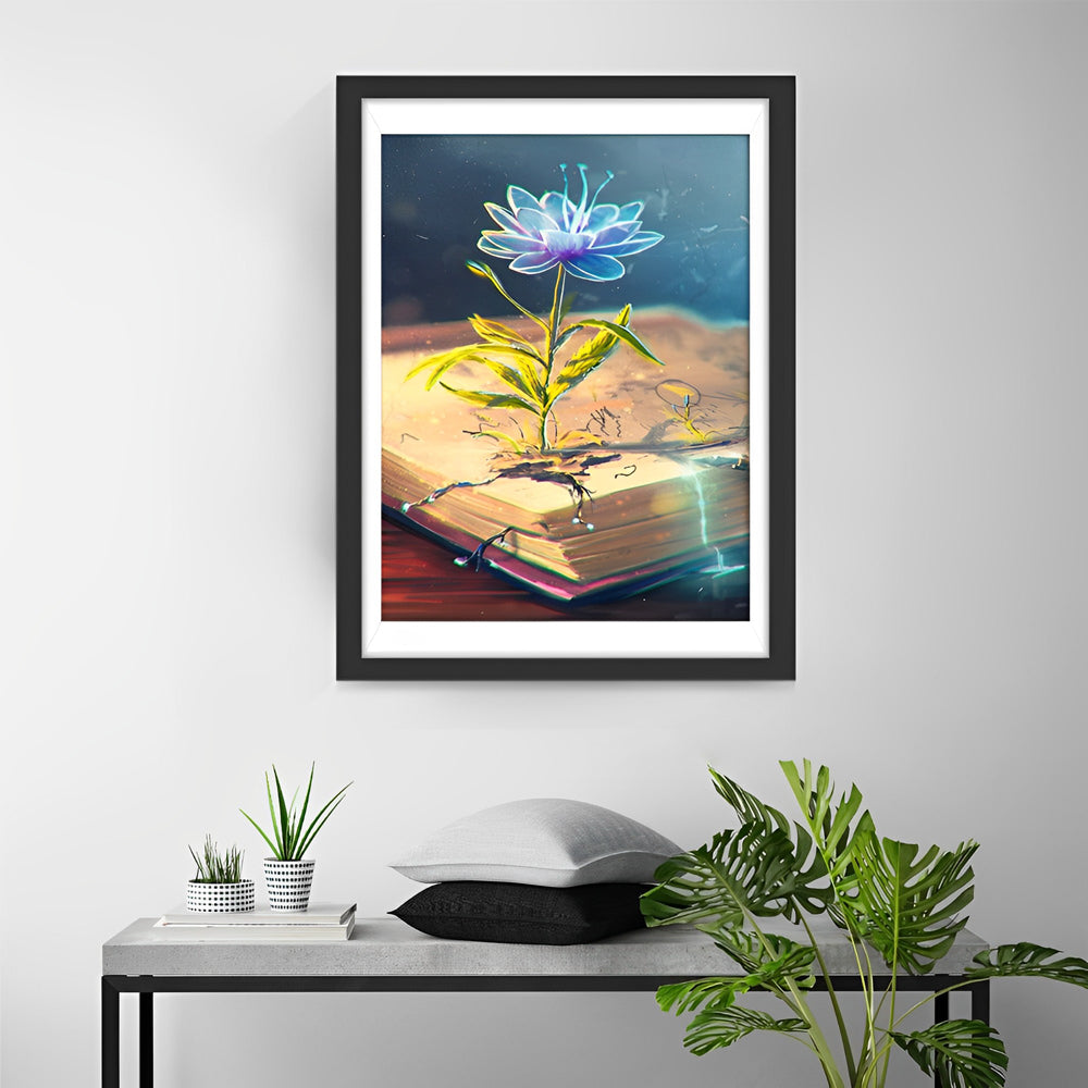 Fantasie-Bloem op Boekblad Diamond Painting
