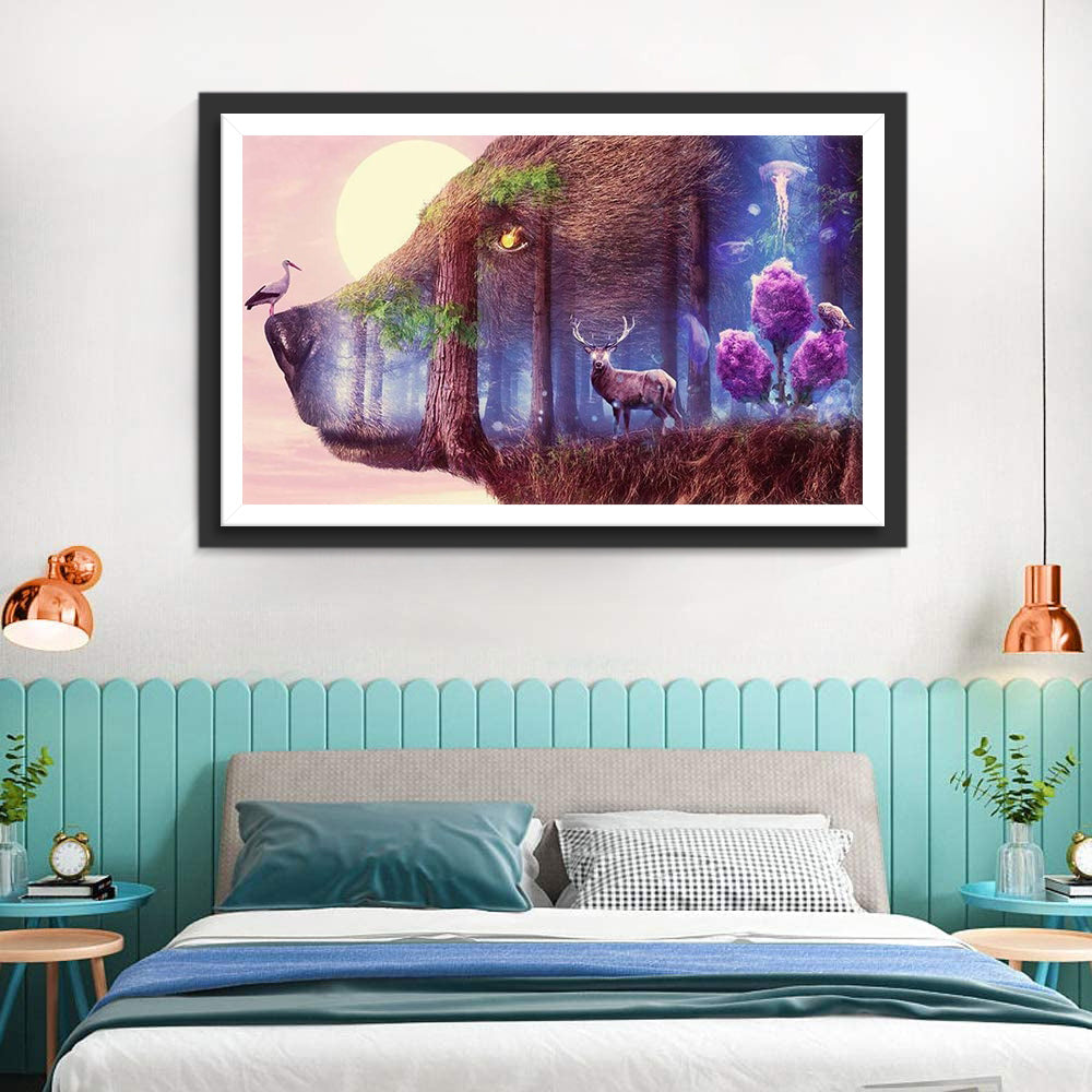 Fantasiebos in Wolfskopf Diamond Painting