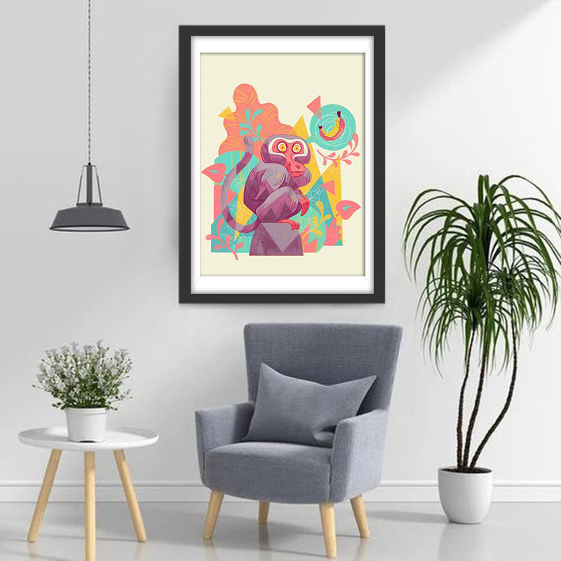 Fantasierijke Aap met Geheimzinnige Banaan Diamond Painting
