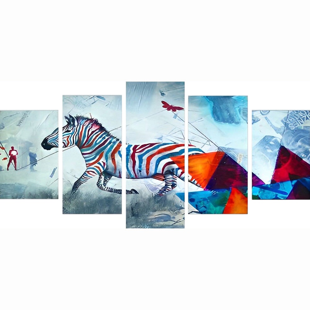 Fantasierijke Zebra in Kleurrijke Werelden 5 Platen Diamond Painting