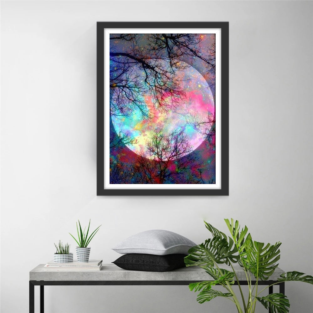 Fantasievolle Maanschijnsel tussen de Takken Diamond Painting