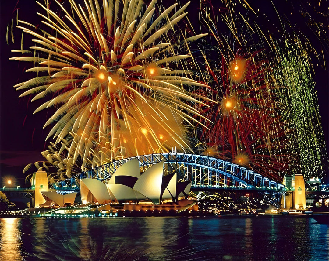 Feestelijk Vuurwerk boven de Sydney Harbour Bridge Diamond Painting