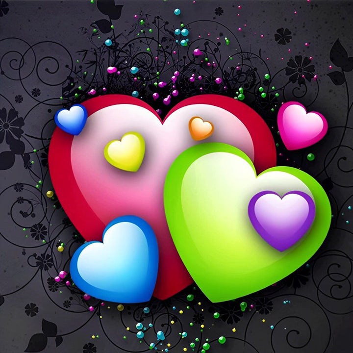 Felle Hartjes op Achtergrond Diamond Painting