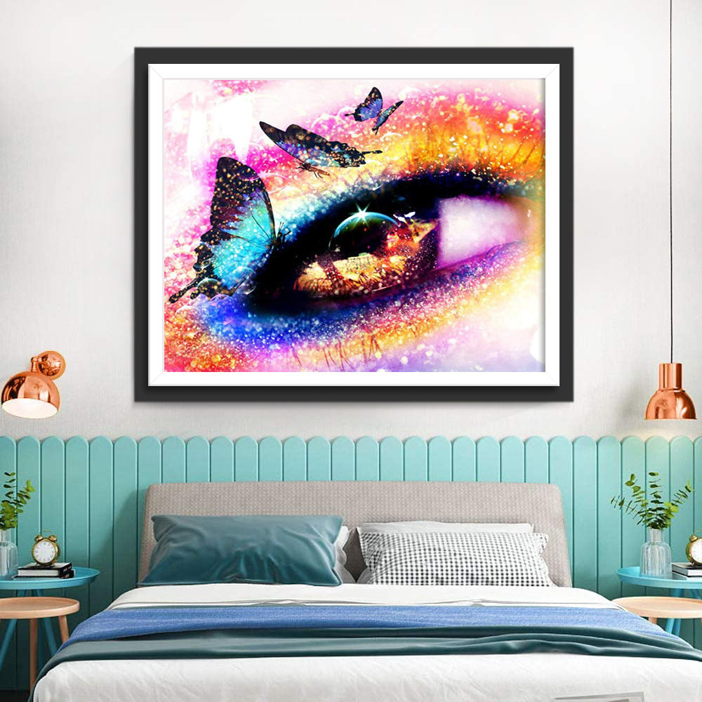 Felle Oogkleuren met Vlinderaccenten Diamond Painting