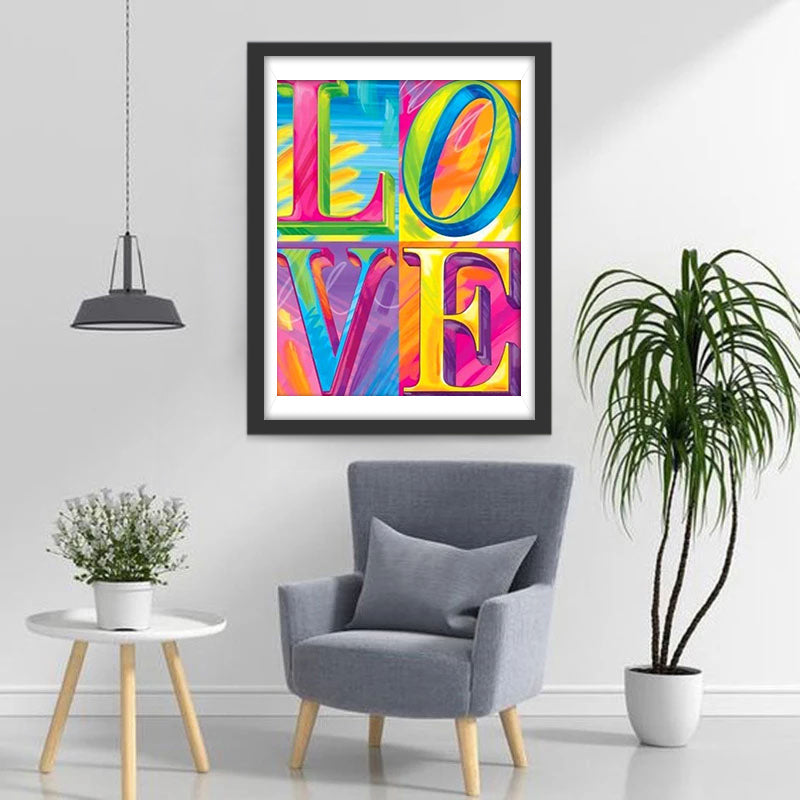 Felle, Veelkleurige Letters Vormen 'LOVE' Diamond Painting