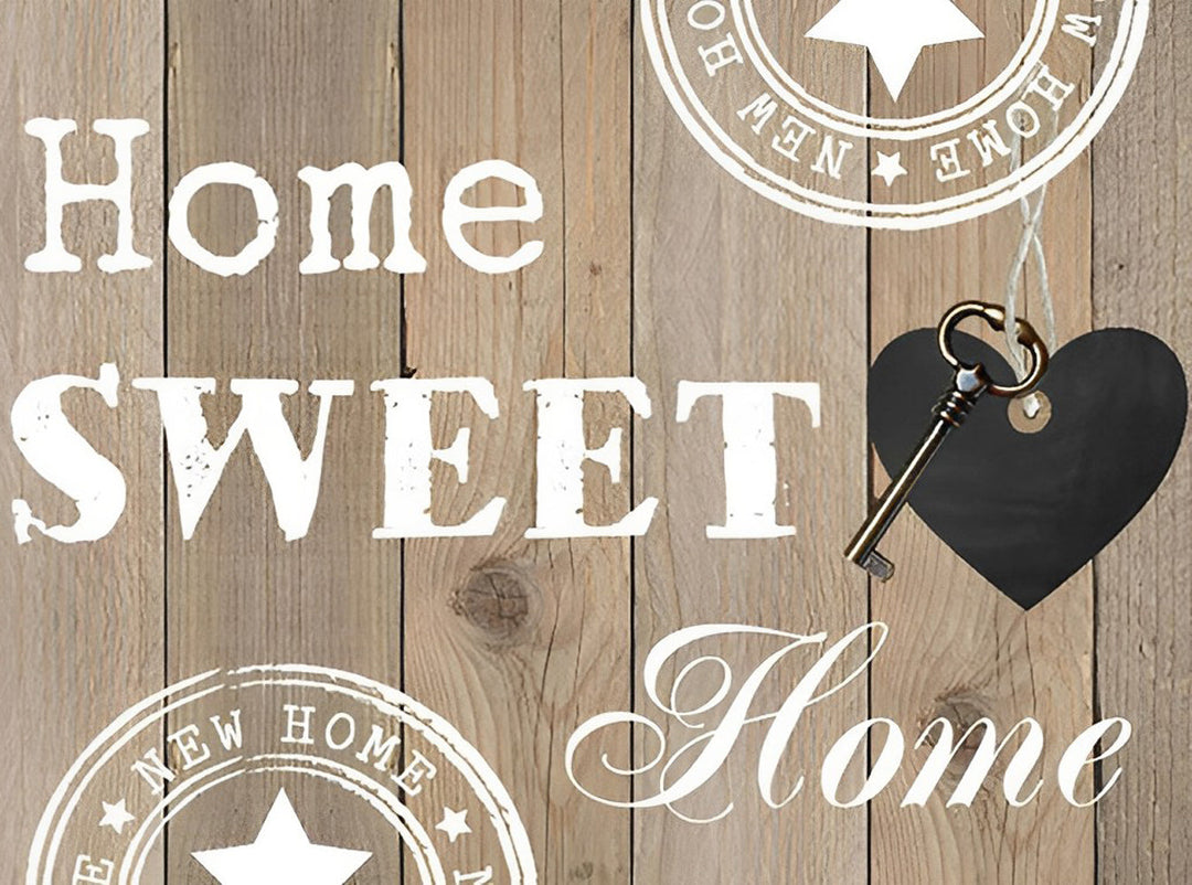 FHome Sweet Home' met Hartensleutel Amilie Diamond Painting