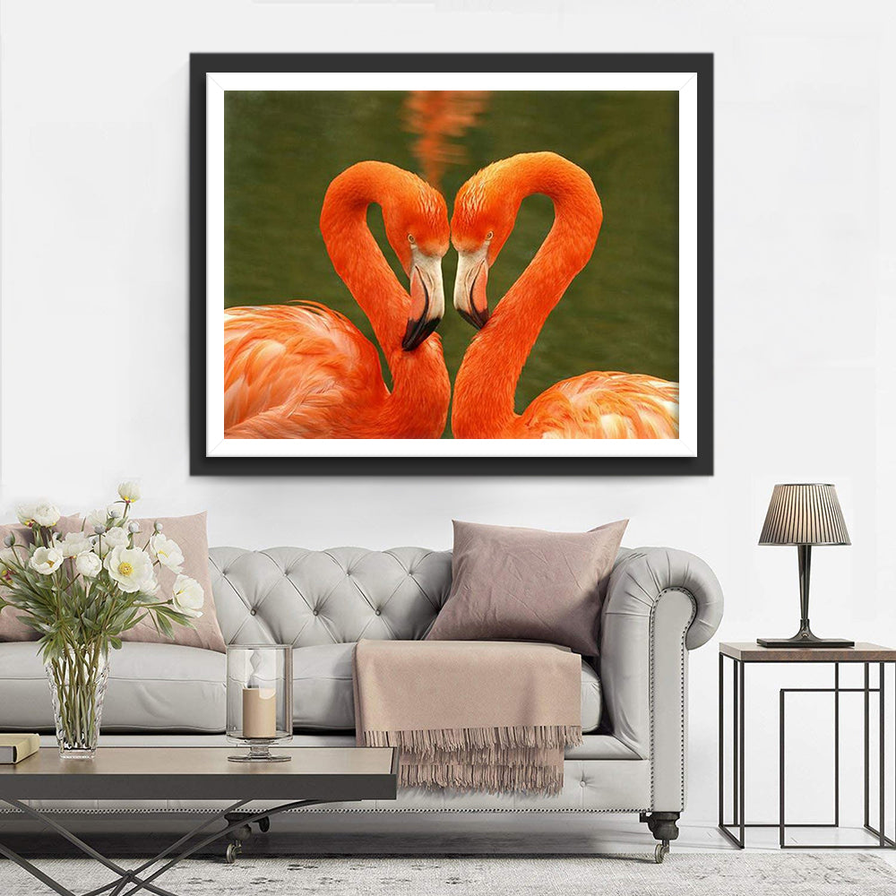 Flamingo's in Pastel bij de Oever Diamond Painting