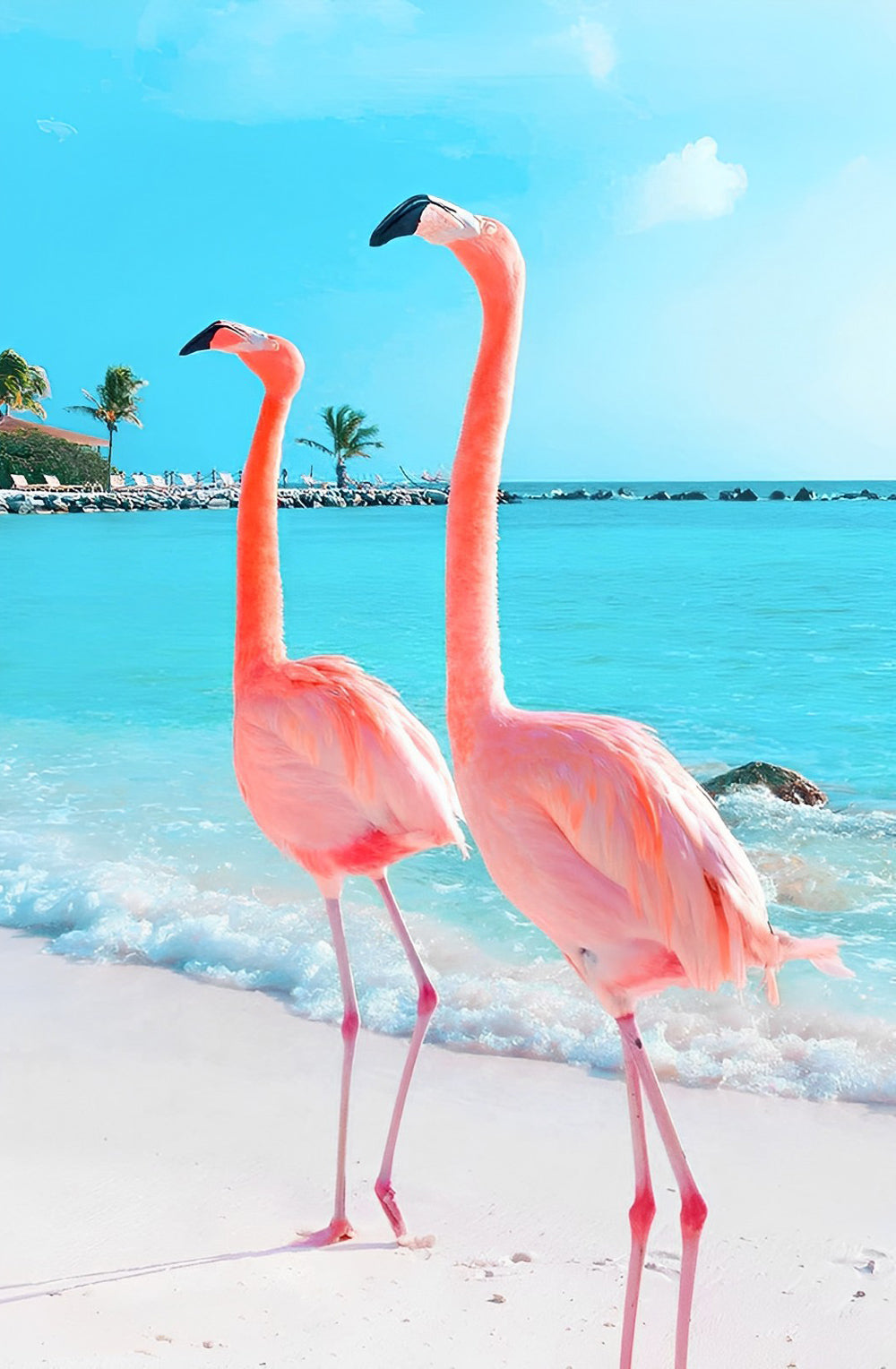 Flamingo's op het Strand Diamond Painting