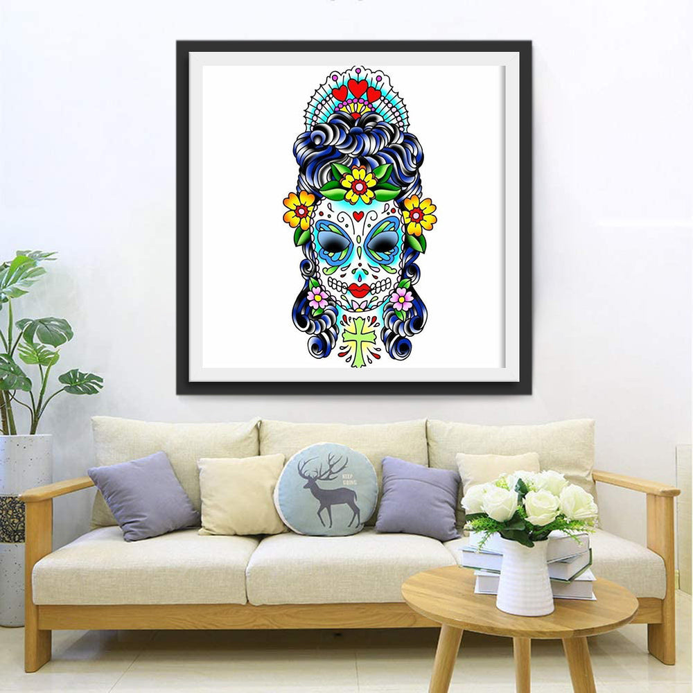 Folkloristisch Gedecoreerd Schedelmasker Diamond Painting