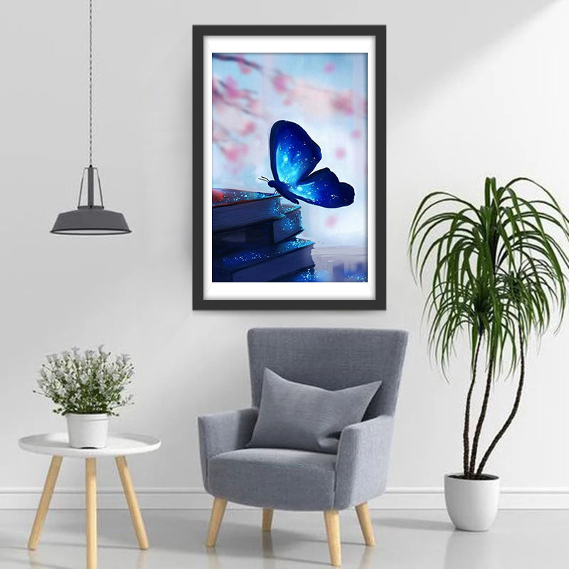 Fonkelende Boeken en Blauwe Vlinder Diamond Painting