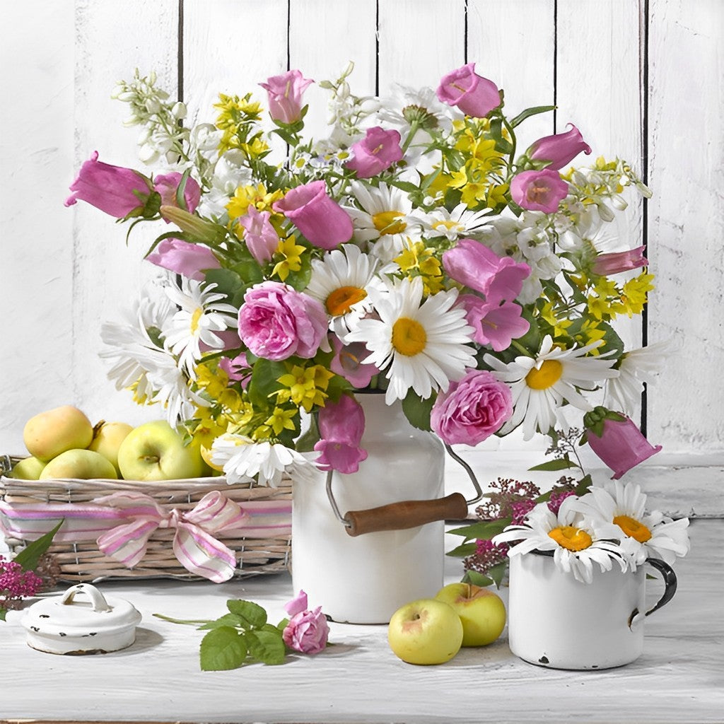 Fraaie Bloemenmix met Fruitdecoratie Diamond Painting