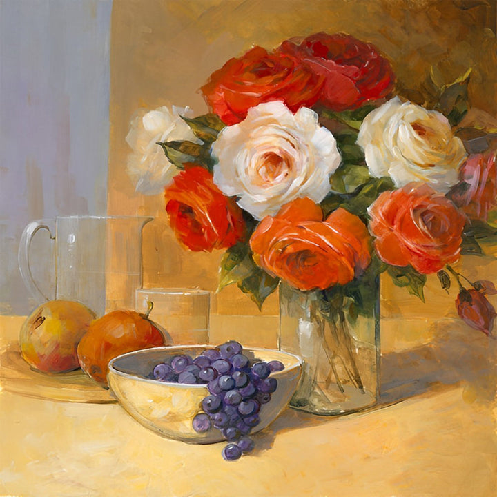 Fruit en een Vaas op Tafel Diamond Painting