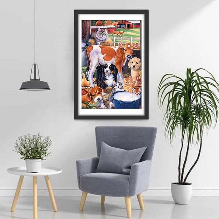 Gedomesticeerde Groep Kleine Dieren Diamond Painting