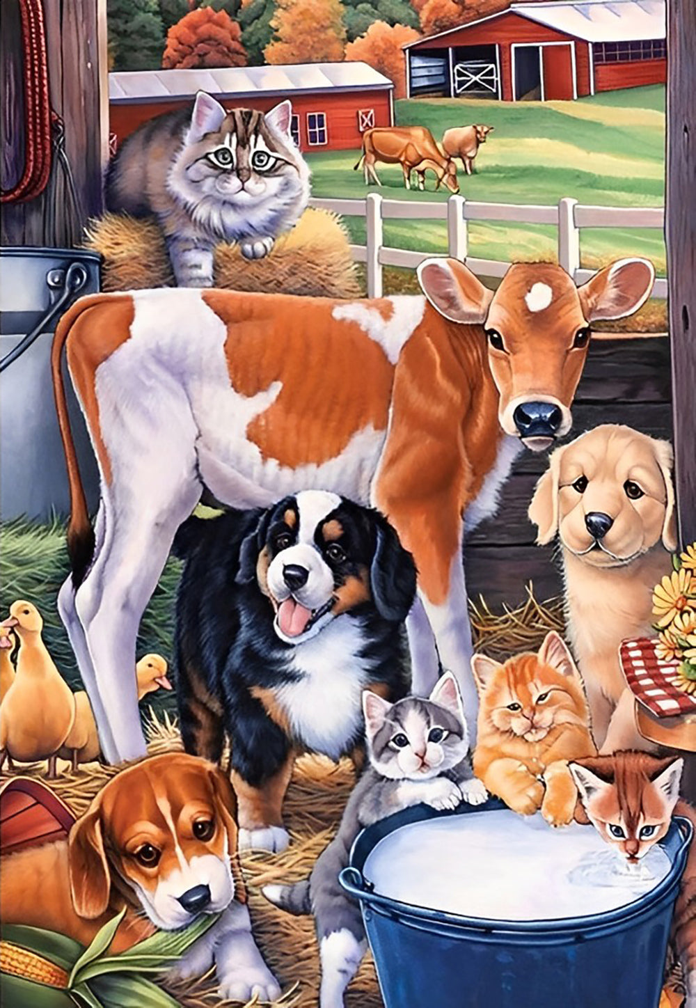 Gedomesticeerde Groep Kleine Dieren Diamond Painting