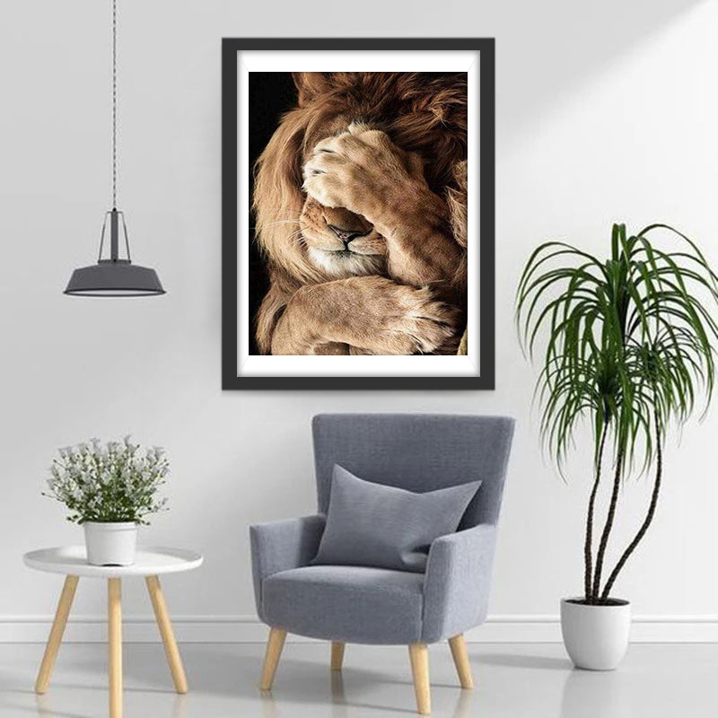 Gefrustreerde Leeuw Diamond Painting