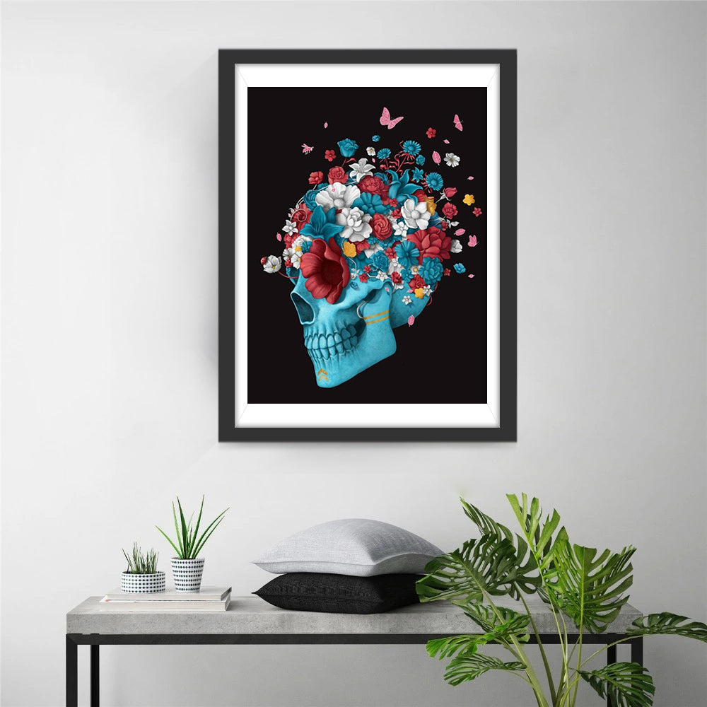 Geheimzinnig Schedelmotief met Bloemenelementen Diamond Painting