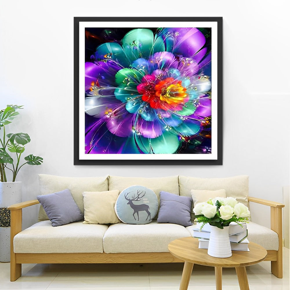 Geheimzinnig-schitterende Bloementaferel Diamond Painting
