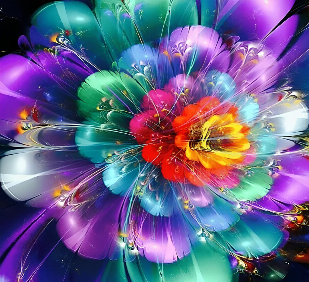 Geheimzinnig-schitterende Bloementaferel Diamond Painting