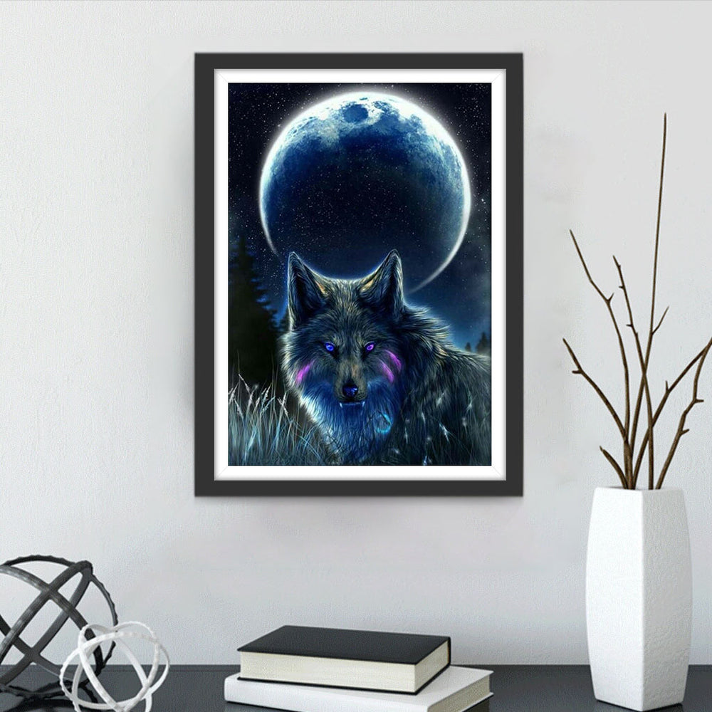 Geheimzinnige Wolf in het Maanlicht Diamond Painting