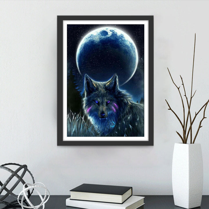 Geheimzinnige Wolf in het Maanlicht Diamond Painting