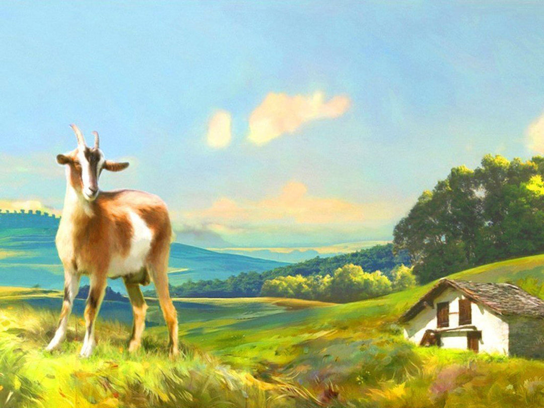 Geit bij Knus Huisje op het Land Diamond Painting