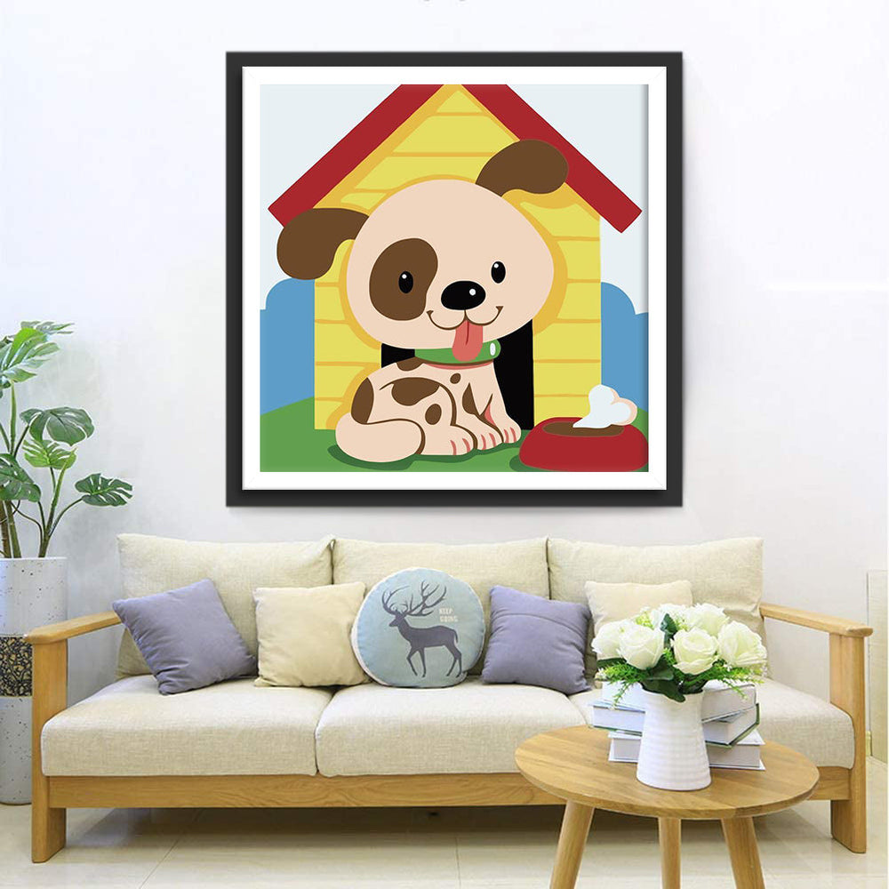 Gevlekte Hond met Uitgestoken Tong Diamond Painting