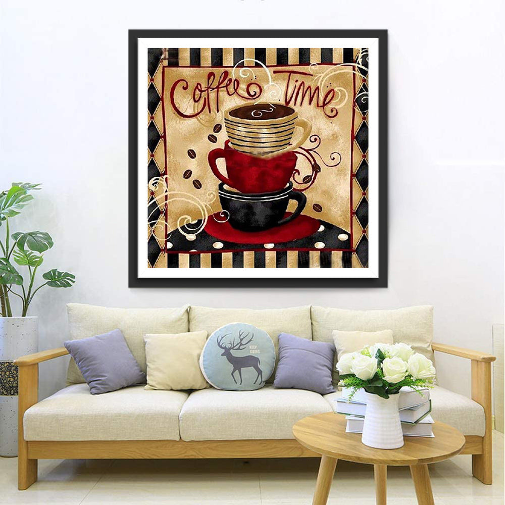 Gezellige, Retro Koffiemoment Diamond Painting