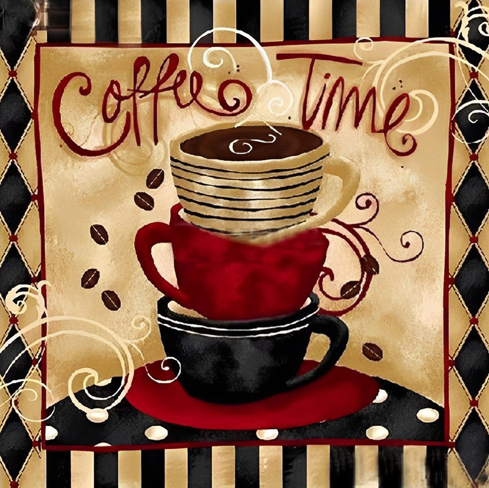 Gezellige, Retro Koffiemoment Diamond Painting
