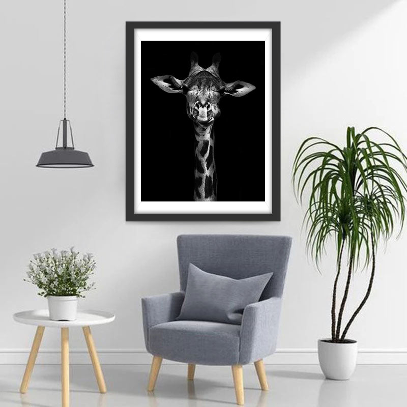 Giraf tegen een Zwarte Achtergrond Diamond Painting