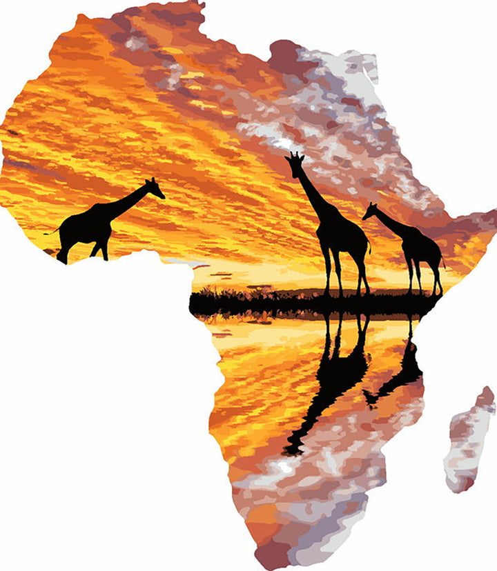 Giraffen in de Vorm van de Kaart van Afrika Diamond Painting