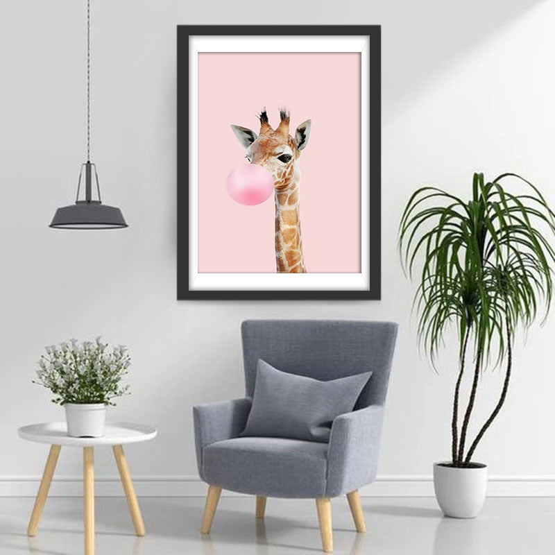 Girafje met Roze Belletje Diamond Painting