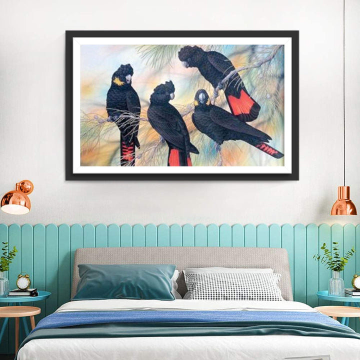 Glanzende Zwarte Kaketoe Diamond Painting