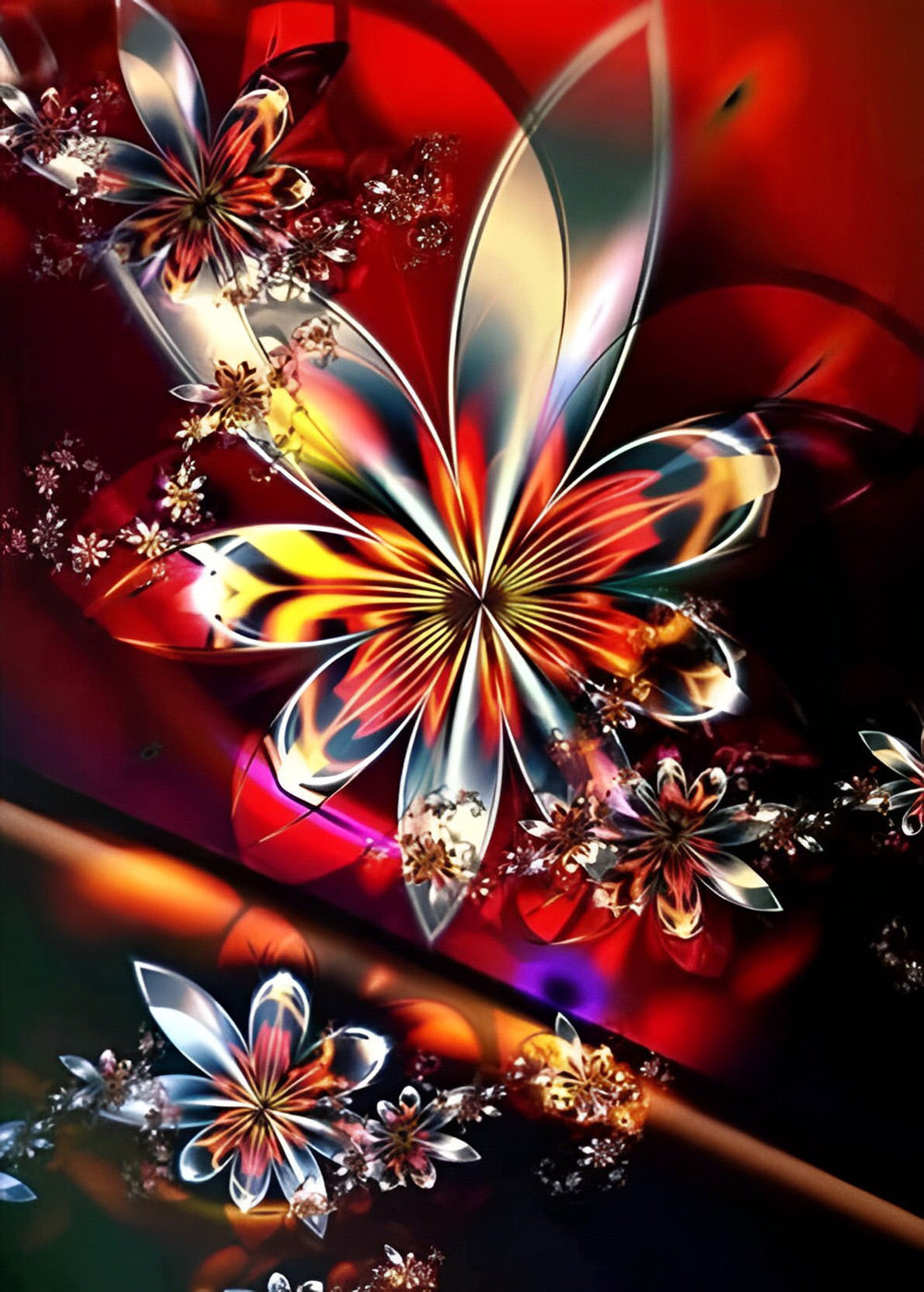 Gloedvolle Bloemenfantasie Diamond Painting