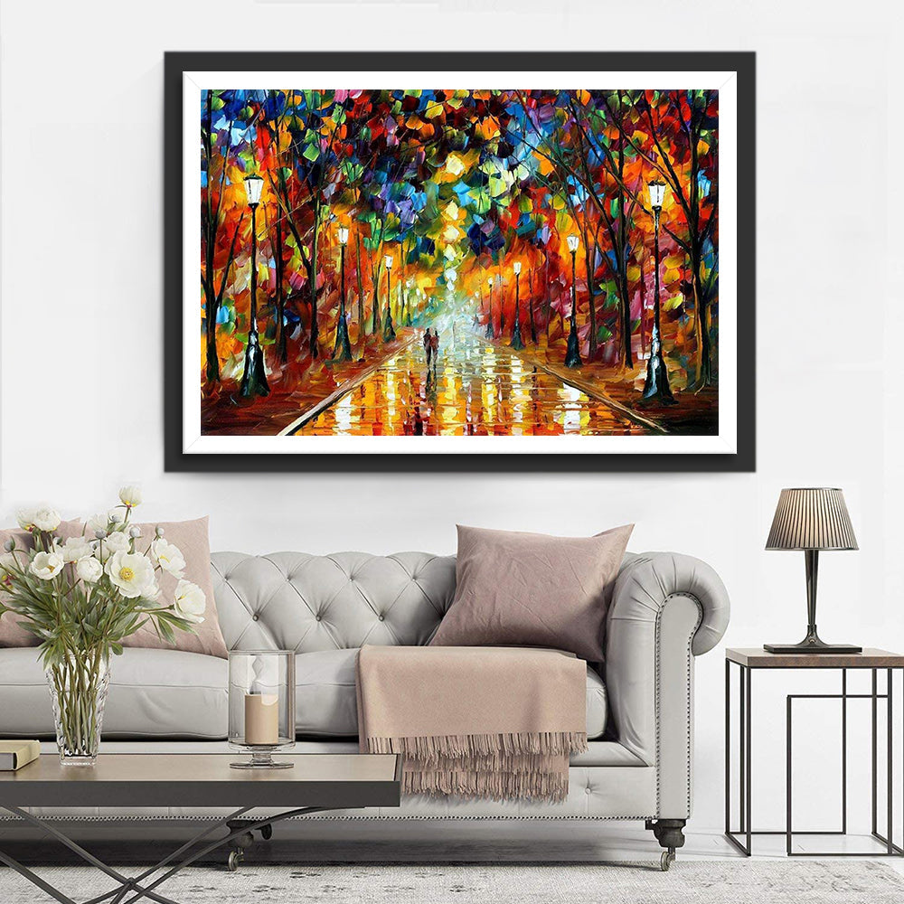 Gloedvolle Nacht in Geverfd Park Diamond Painting