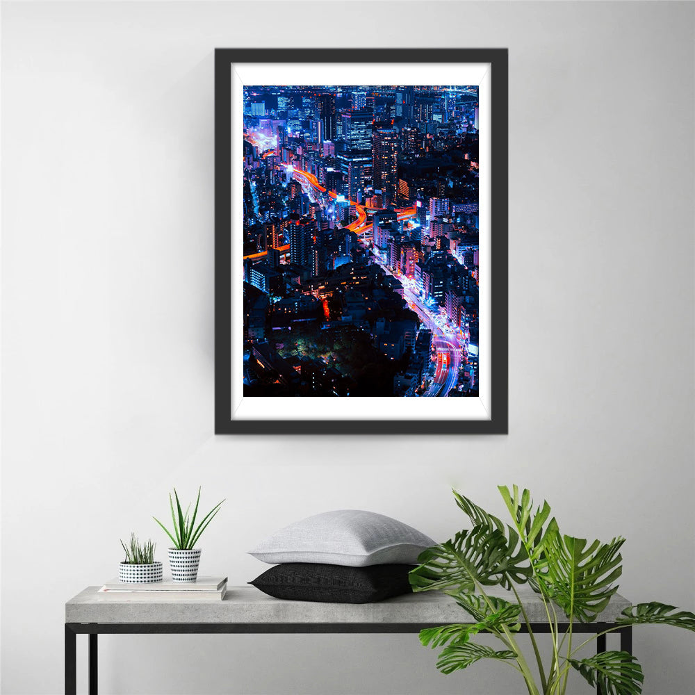 Gloedvolle Nachtelijke Stadsdoolhof van Licht Diamond Painting