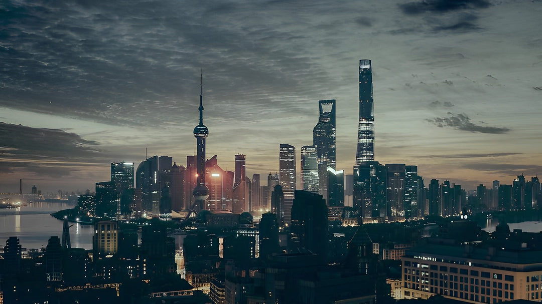 Gloedvolle Skyline van Shanghai Diamond Painting