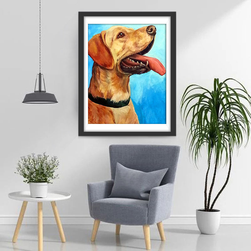 Golden Retriever Steekt zijn Tong uit Diamond Painting
